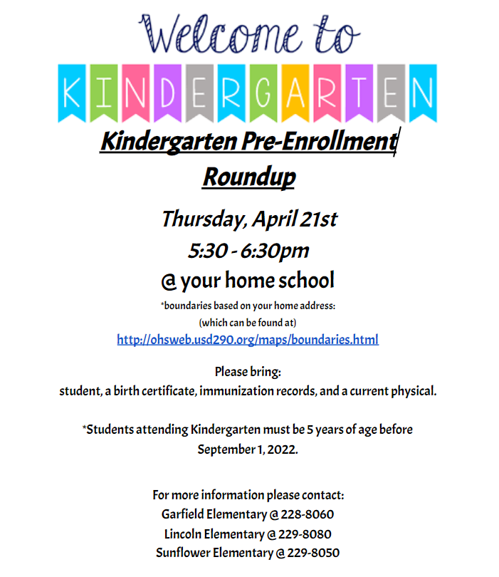 Kindergarten 2022-2023 Pre-enrollment